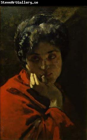 Domenico Morelli Ritratto di donna in rosso